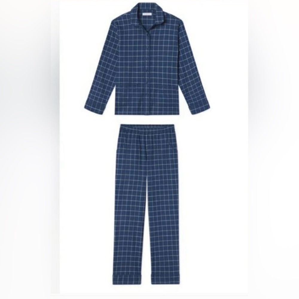 LAKE Men's Navy Blue Checkered Flannel Pajama Set